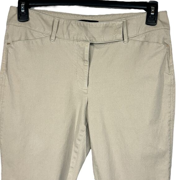 WHBM SZ 8R Ankle Pants Stretch Pockets Zip-Fly Flat Front Mid-Rise Beige - Picture 2 of 10